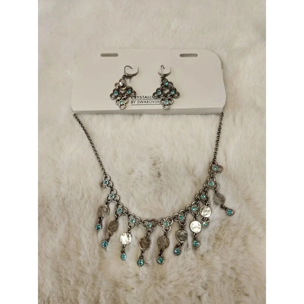 NWT Swarovski Crystallized 5480100 Necklace W/Earrings Set $129 - Picture 4 of 14